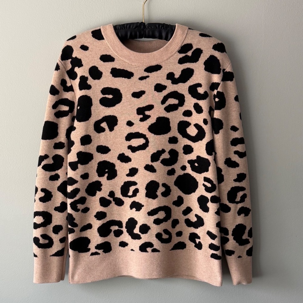 Daily Ritual Ultrasoft Crewneck Sweater Leopard Print Women's Size Small
